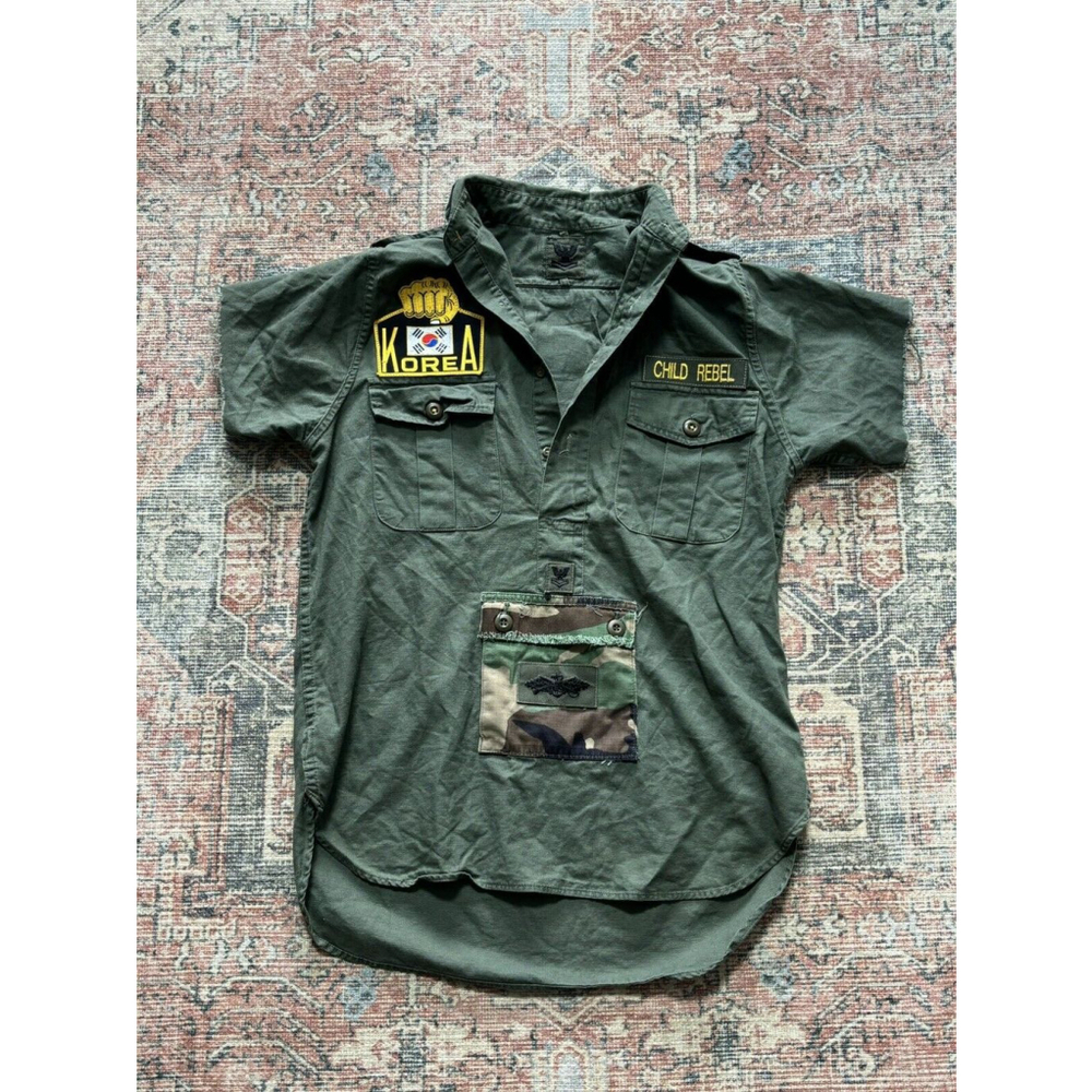 Vintage Fashion Military Patch Shirt